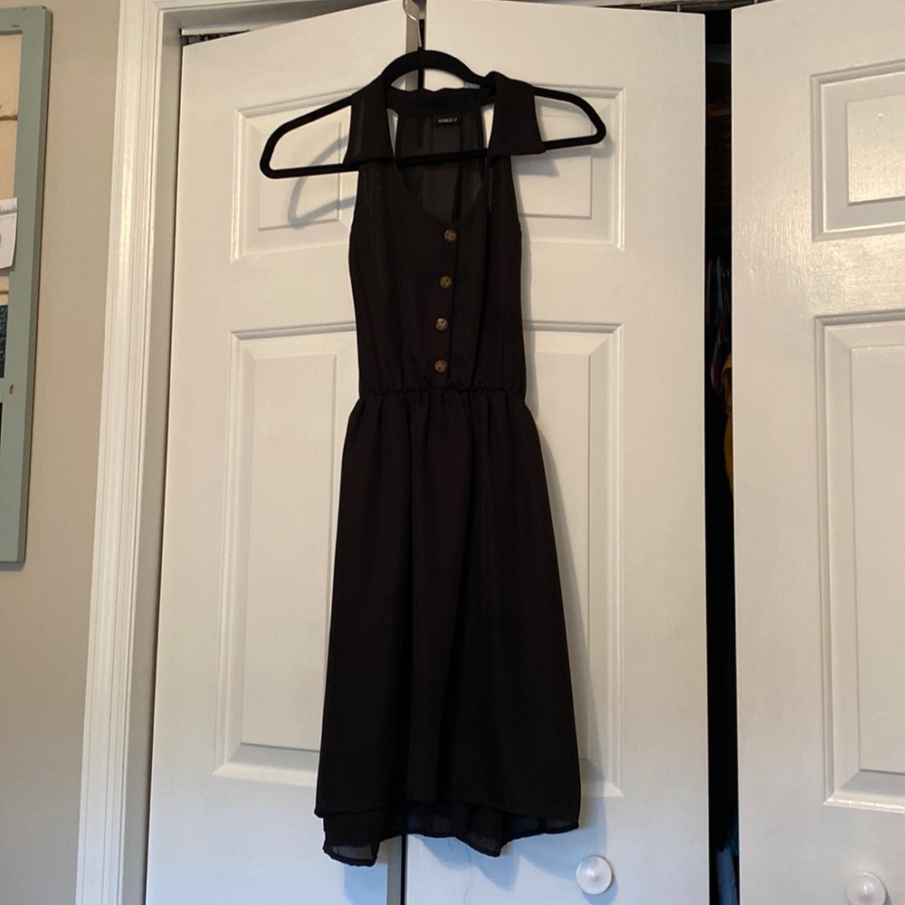 Black halter/racer back  dress with buttons